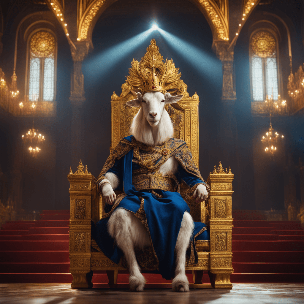 Royal goat king on a golden throne